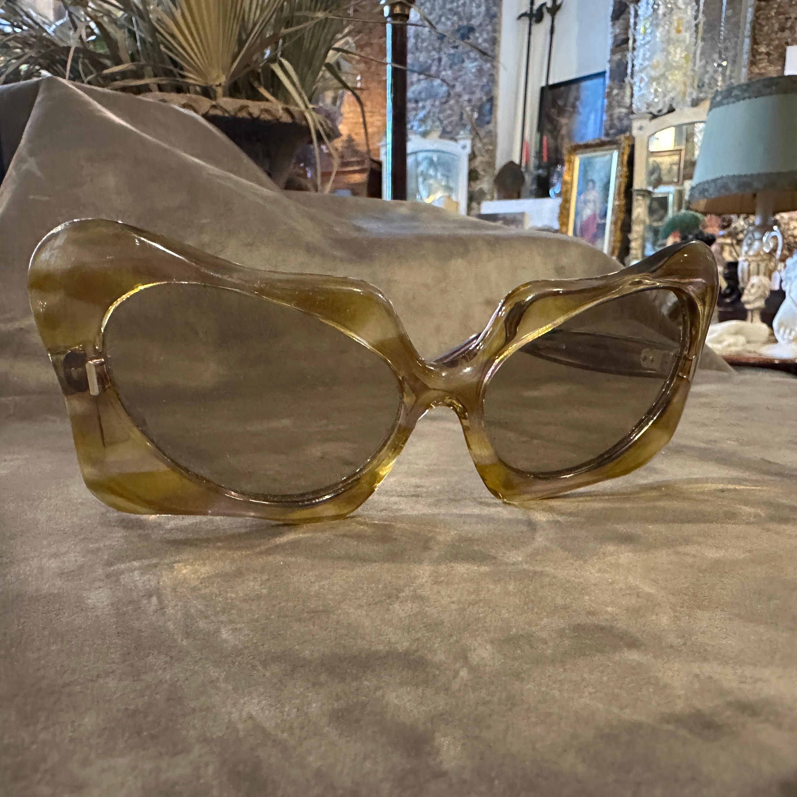 Brown 1960s French Riviera Style Amazing French Oversized Sunglasses For Sale