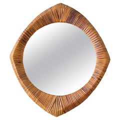 1960s French Riviera Woven Wicker Mirror
