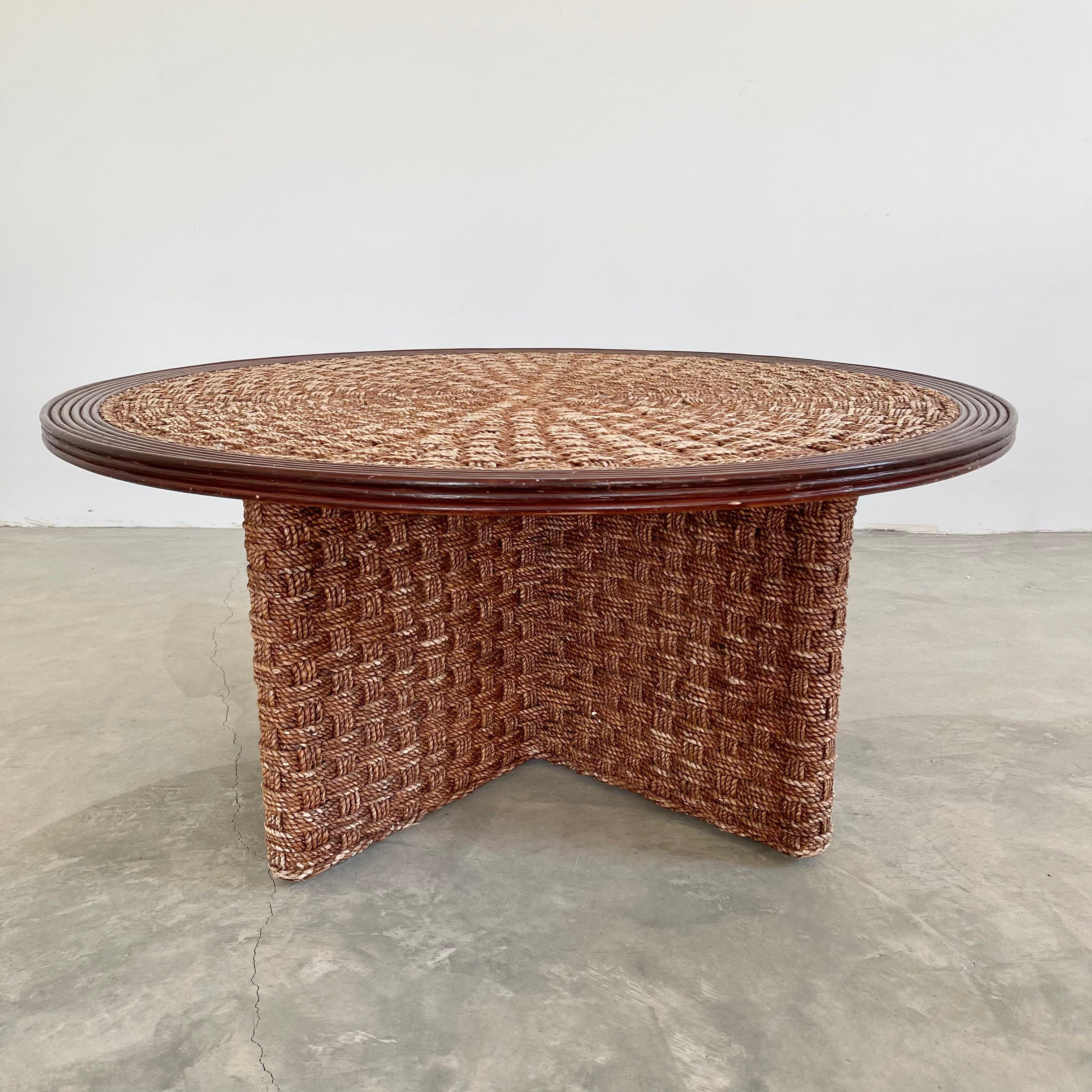 1960s French Rope and Wood Table with Four Nesting Stools 6