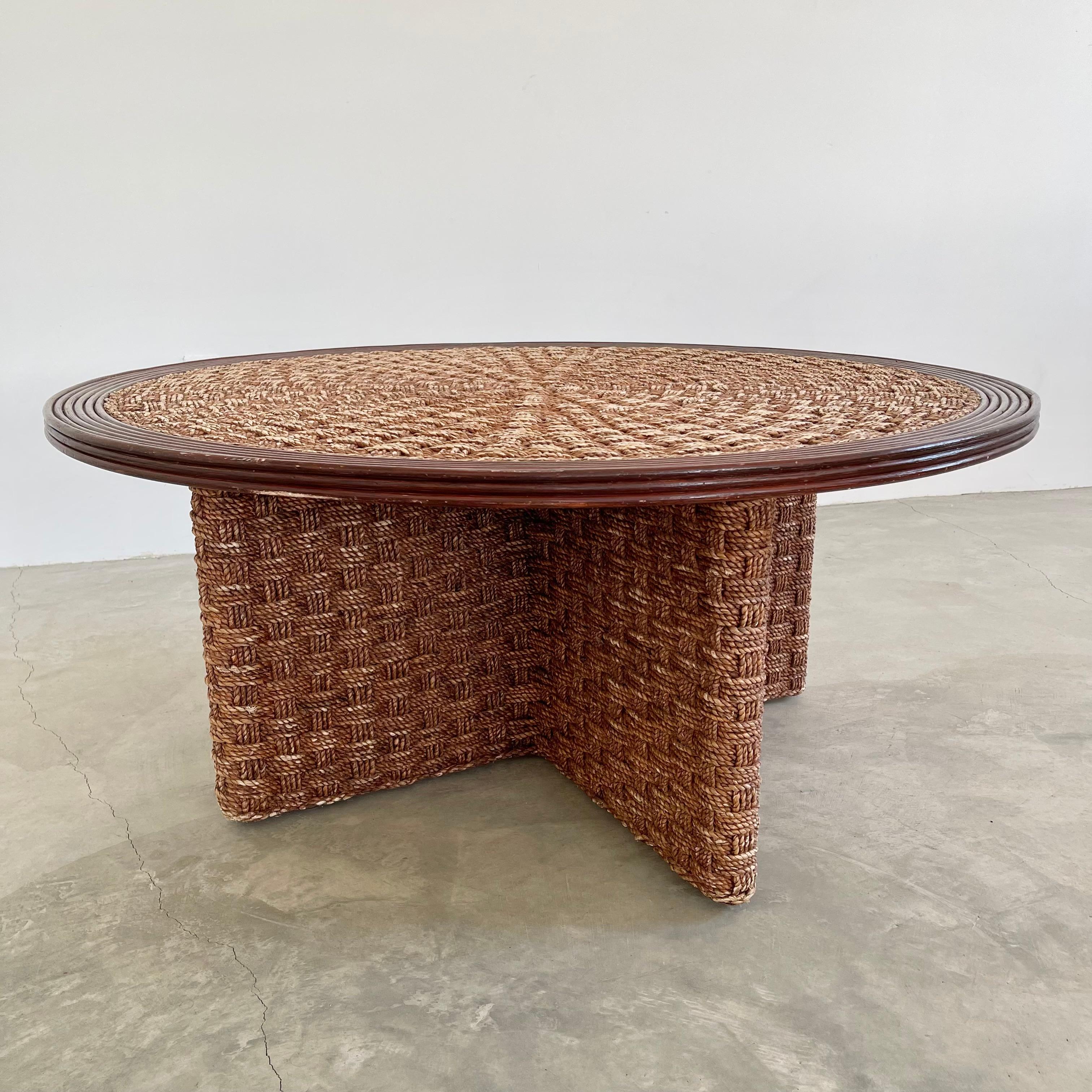 1960s French Rope and Wood Table with Four Nesting Stools 8