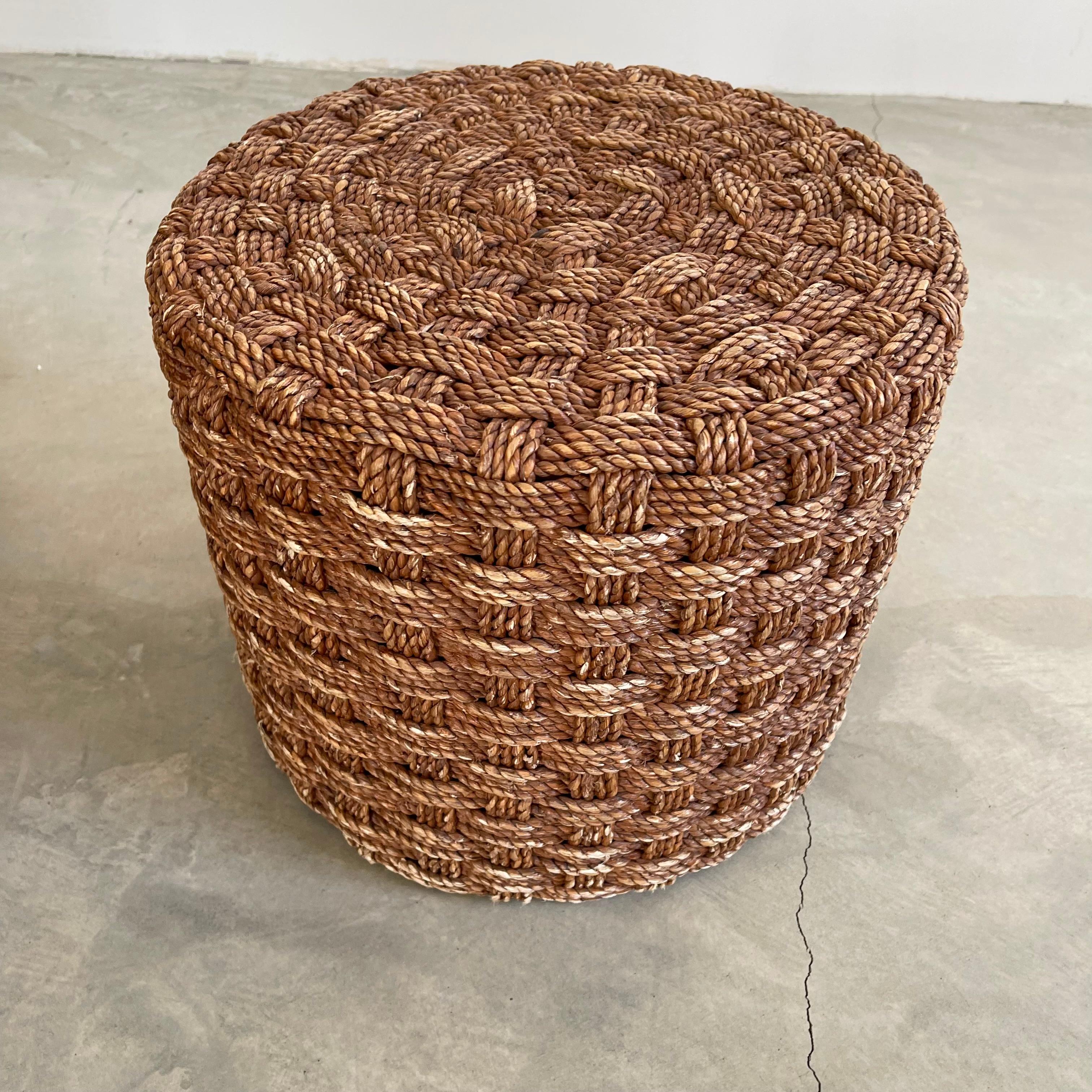 1960s French Rope and Wood Table with Four Nesting Stools 14