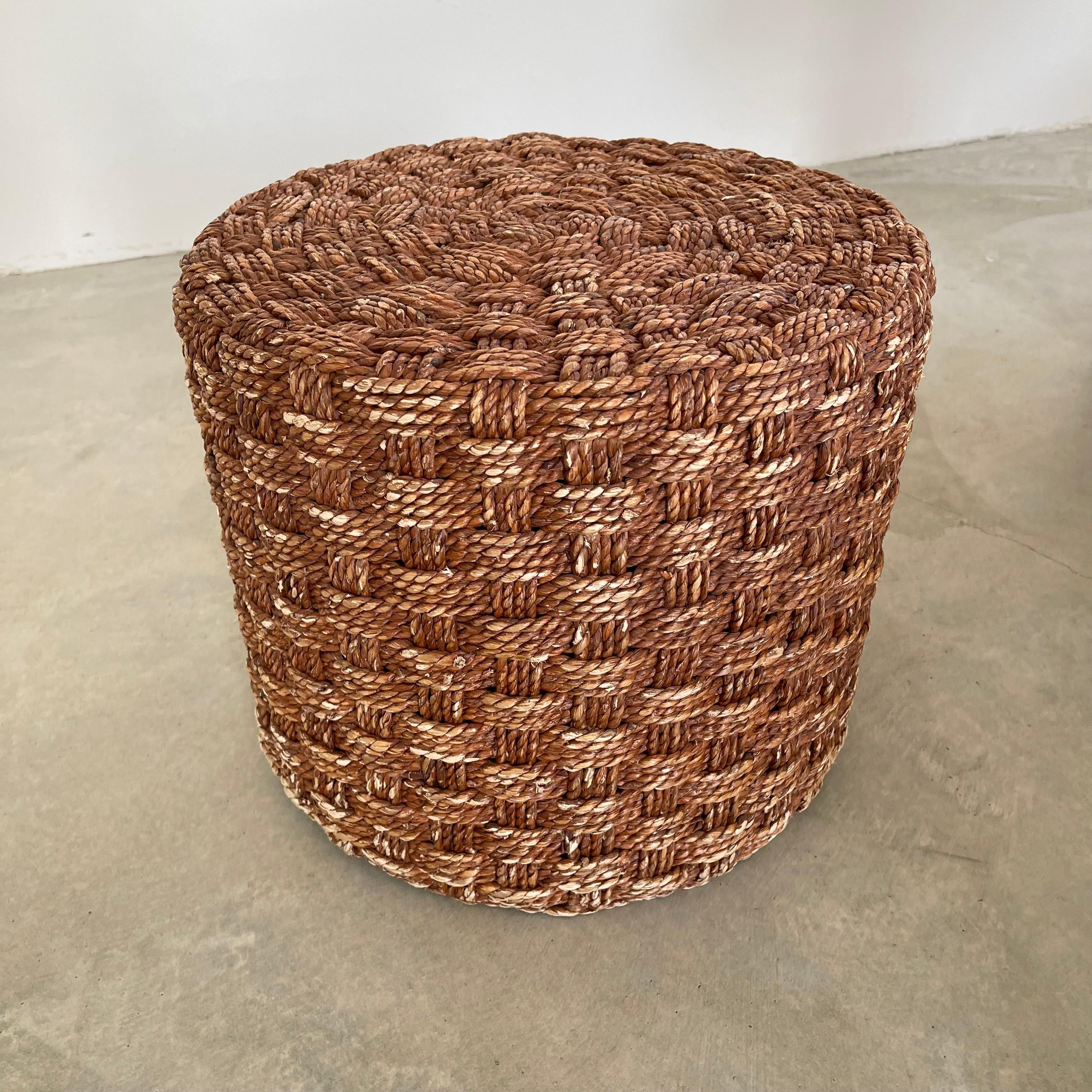 1960s French Rope and Wood Table with Four Nesting Stools 15