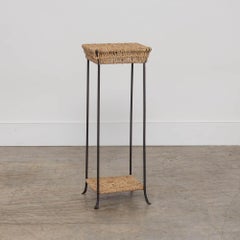Tavolino francese in giunco e ferro del 1960