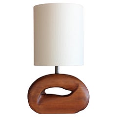 1960s French Sculpted Walnut Table Lamp