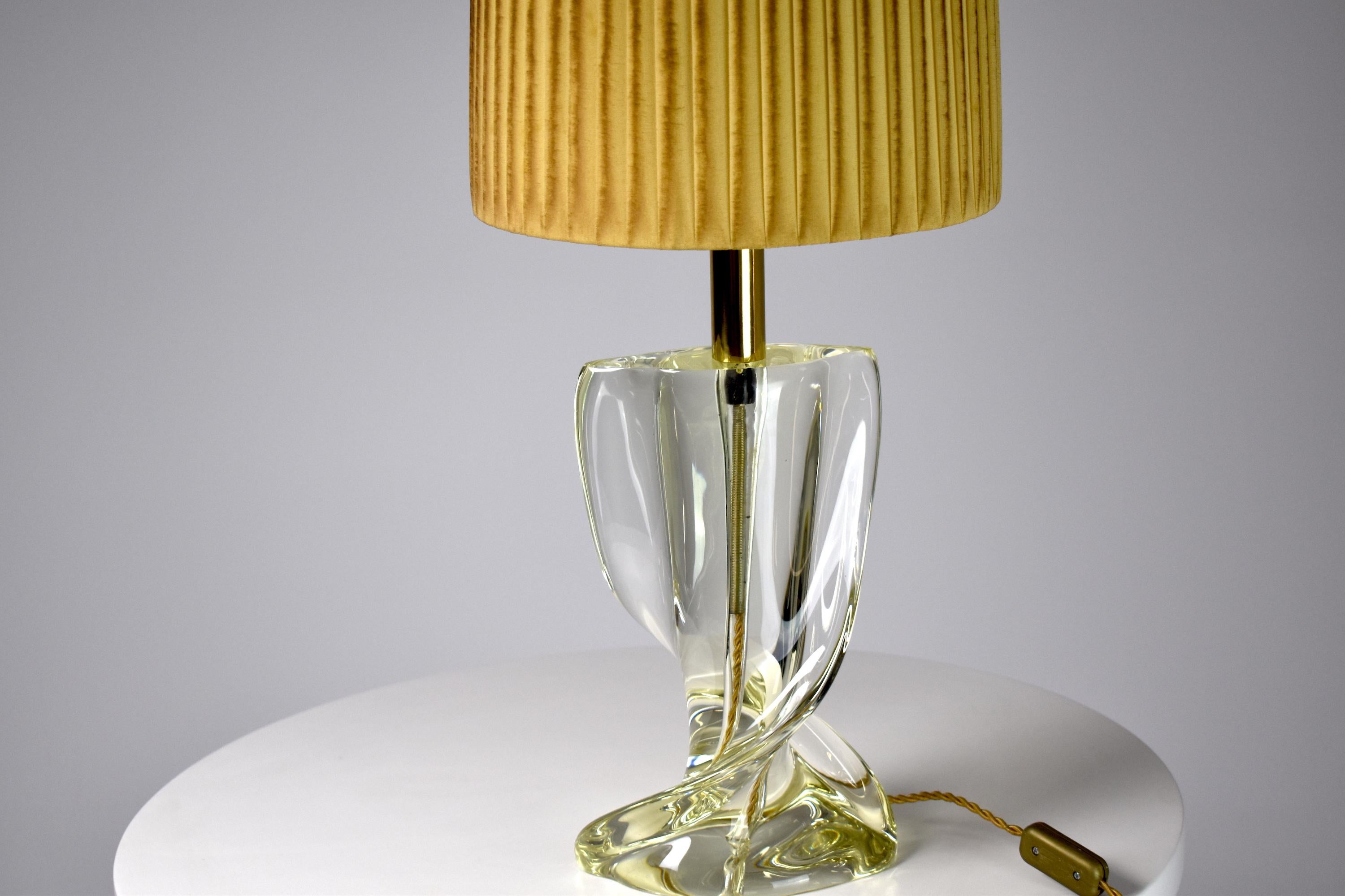 Mid-Century Modern 1960's French Sculptural Crystal Lamp 