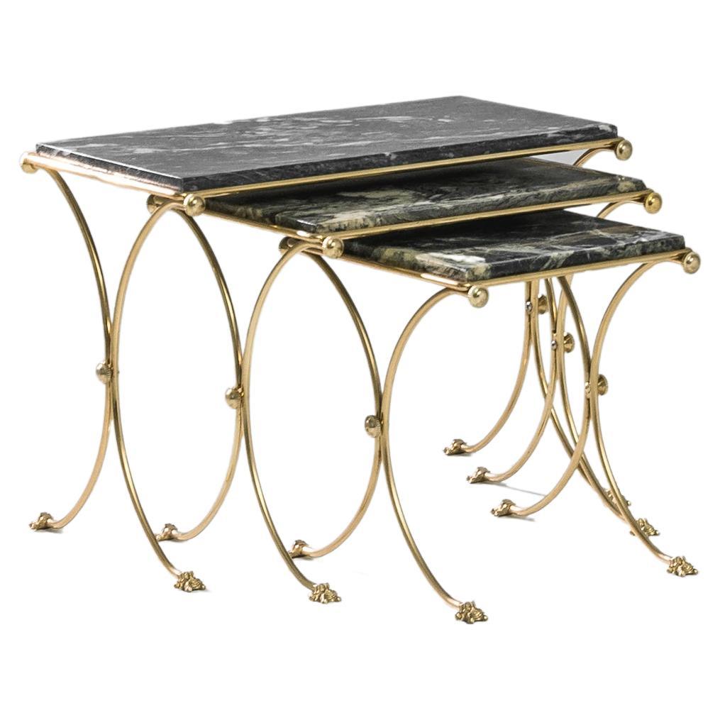 1960s French Set of Brass Nesting Tables