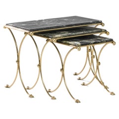 1960s French Set of Brass Nesting Tables