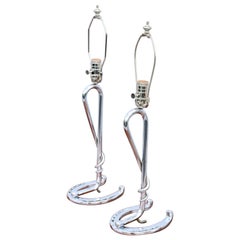 Lampes de table en chrome pour chevaux des années 1960