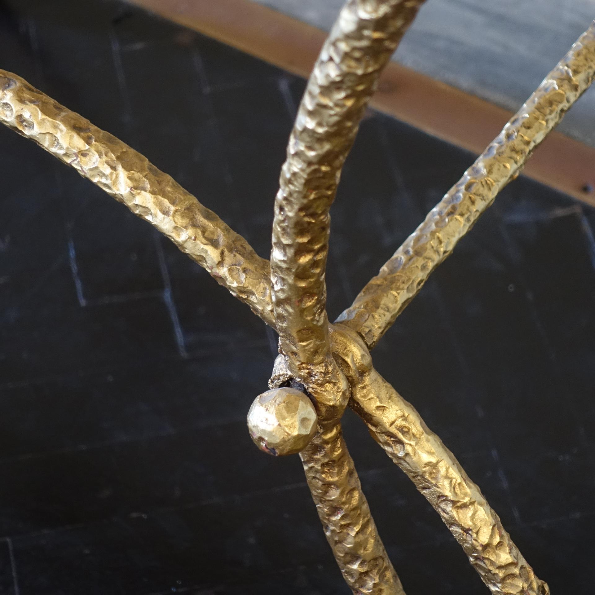 Steel 1960s French Side Table Fer Forgè and Parchment For Sale