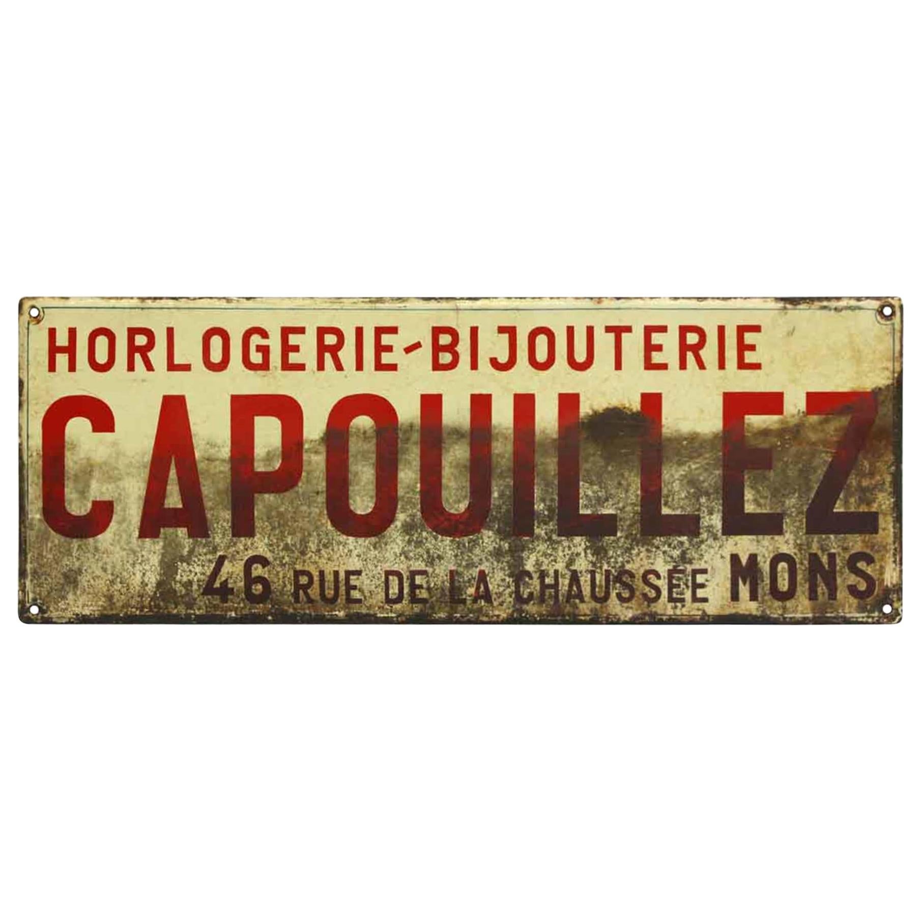1960s French Signage "Capouillez" Painted Steel Sign