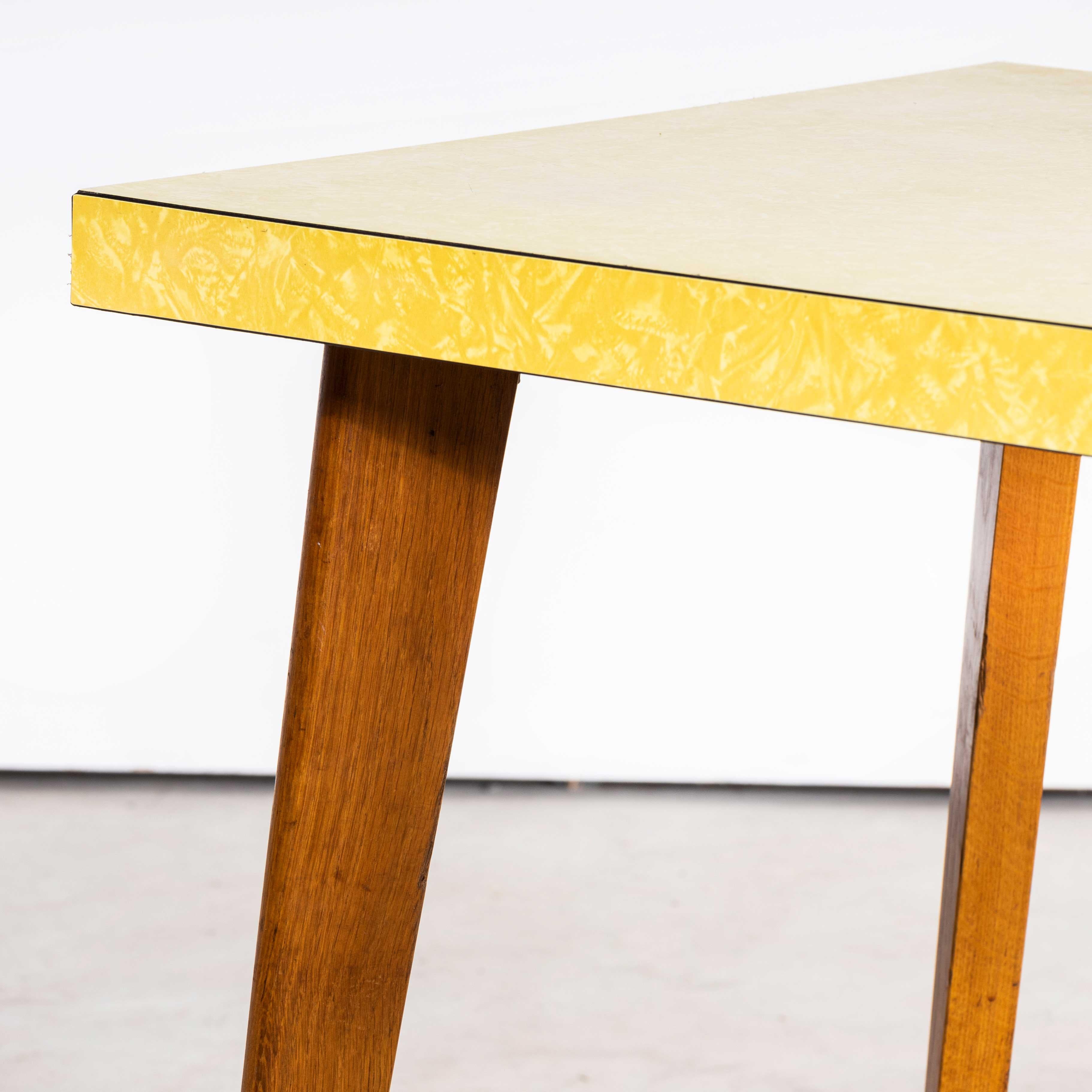 1960's French Square Yellow Kitchen, Dining Table For Sale 1