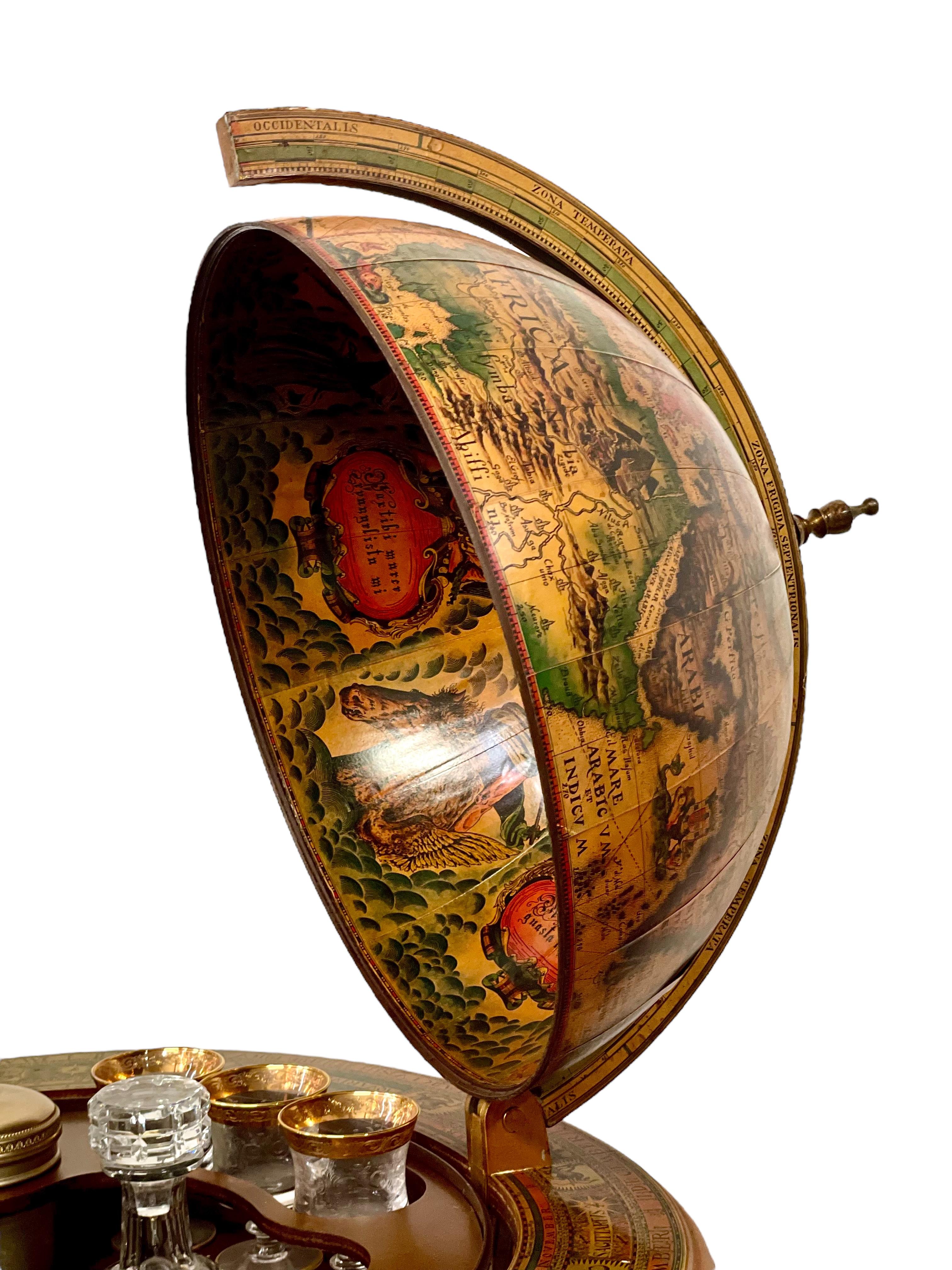 20th Century 1960's French Standing World Globe Opening Bar For Sale