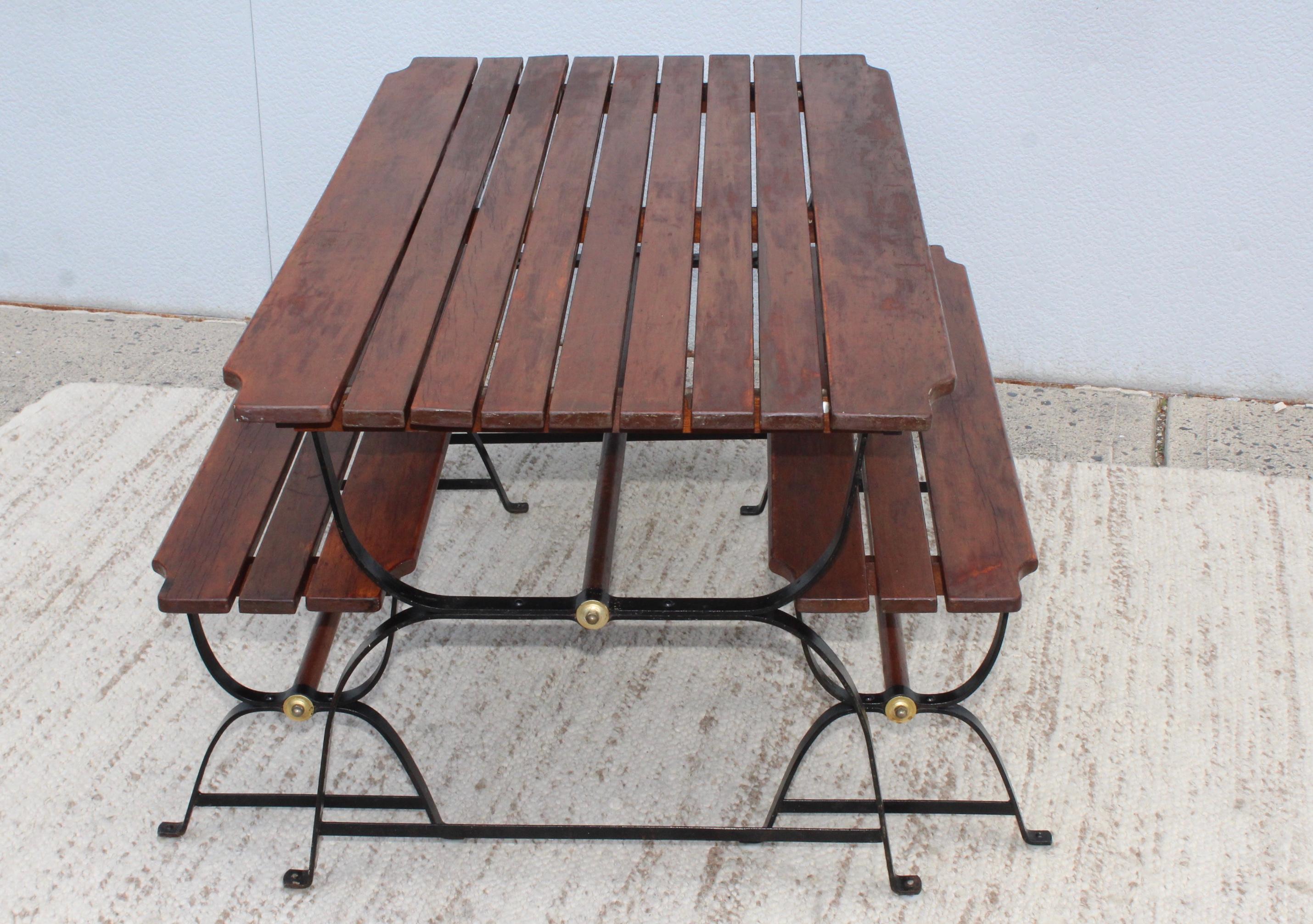 Mid-20th Century 1960s French Style Dining Table with Nesting Benches