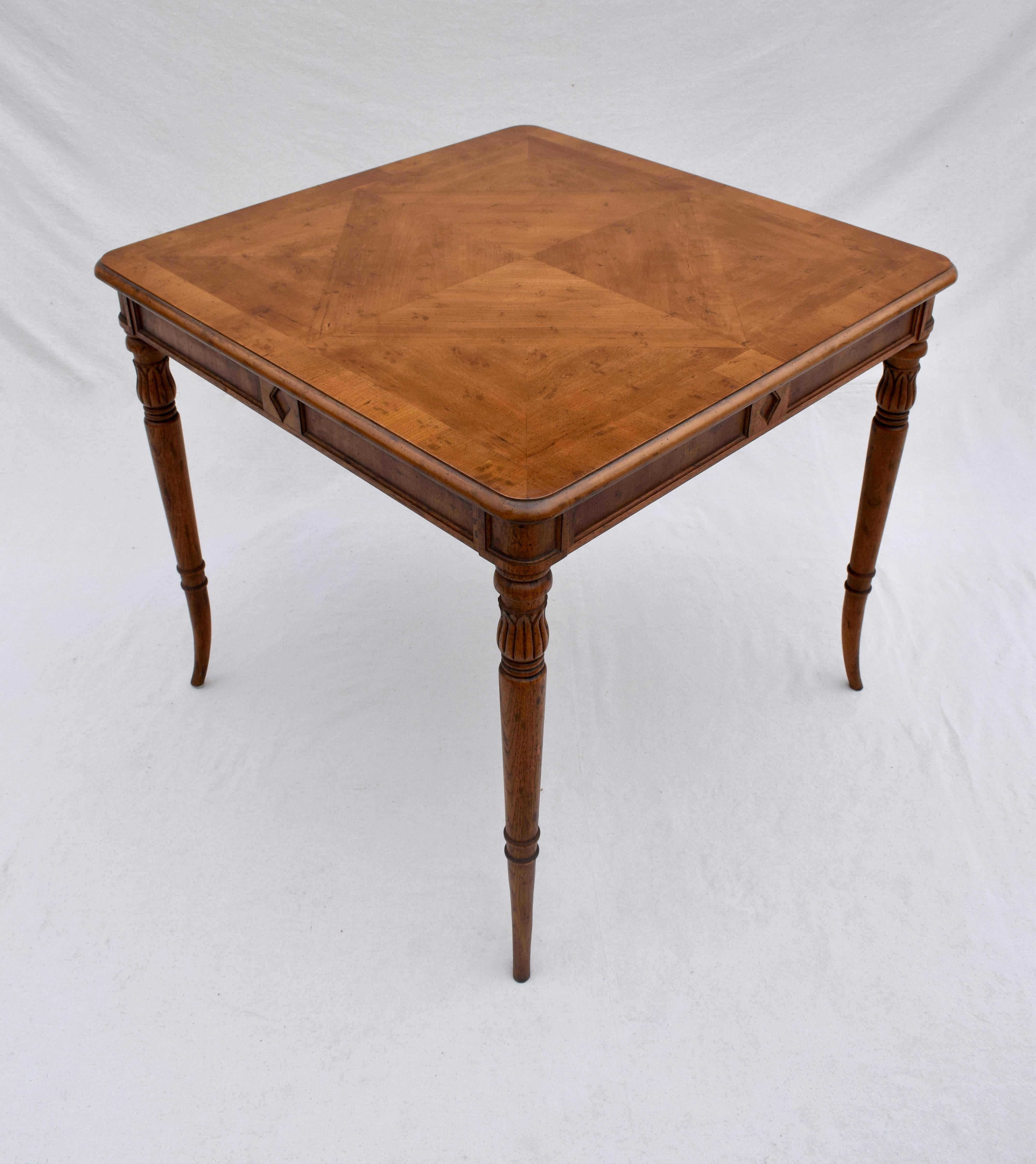 Chinese Chippendale 1960's French Style Game Table with Four Caned Chairs by Heritage Furniture