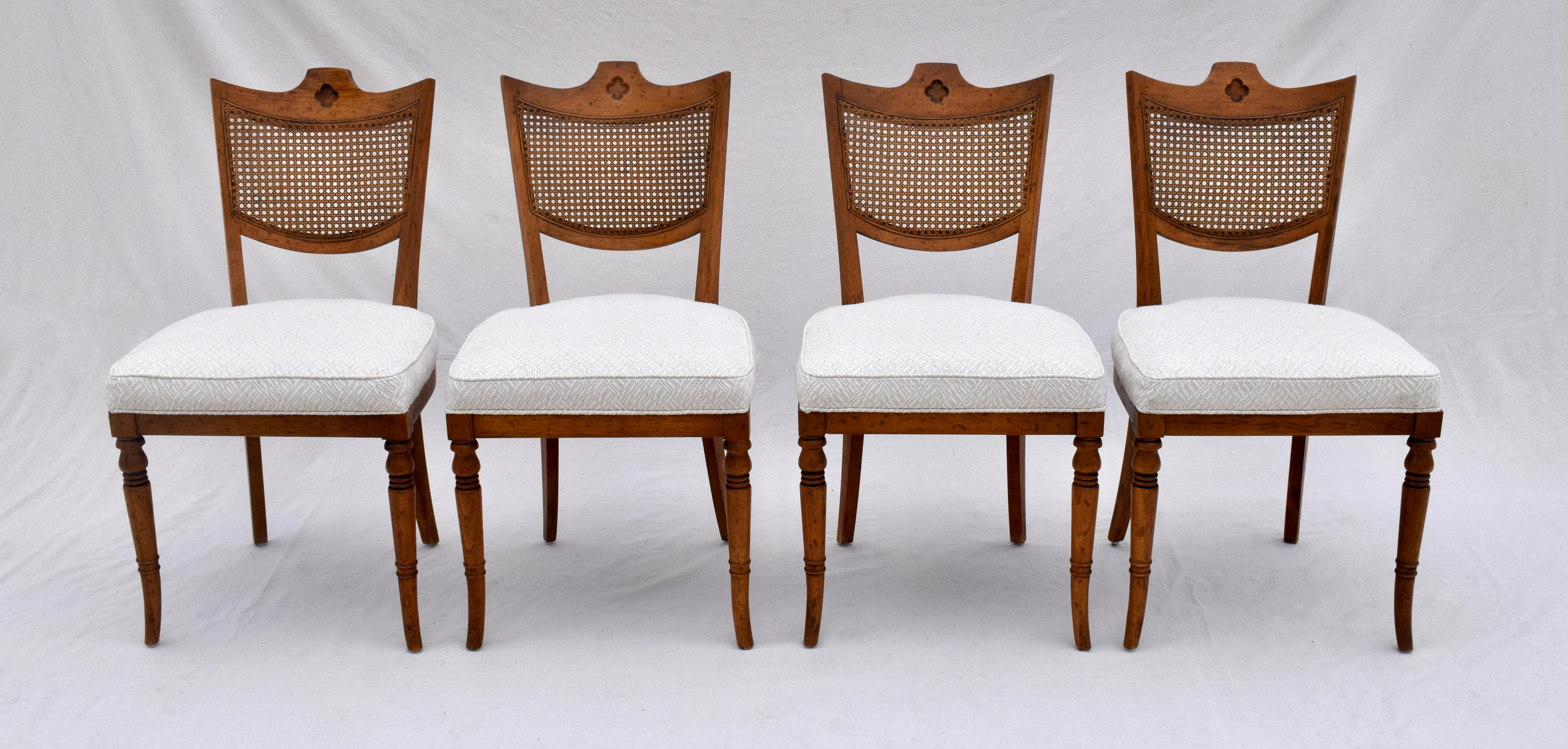 American 1960's French Style Game Table with Four Caned Chairs by Heritage Furniture