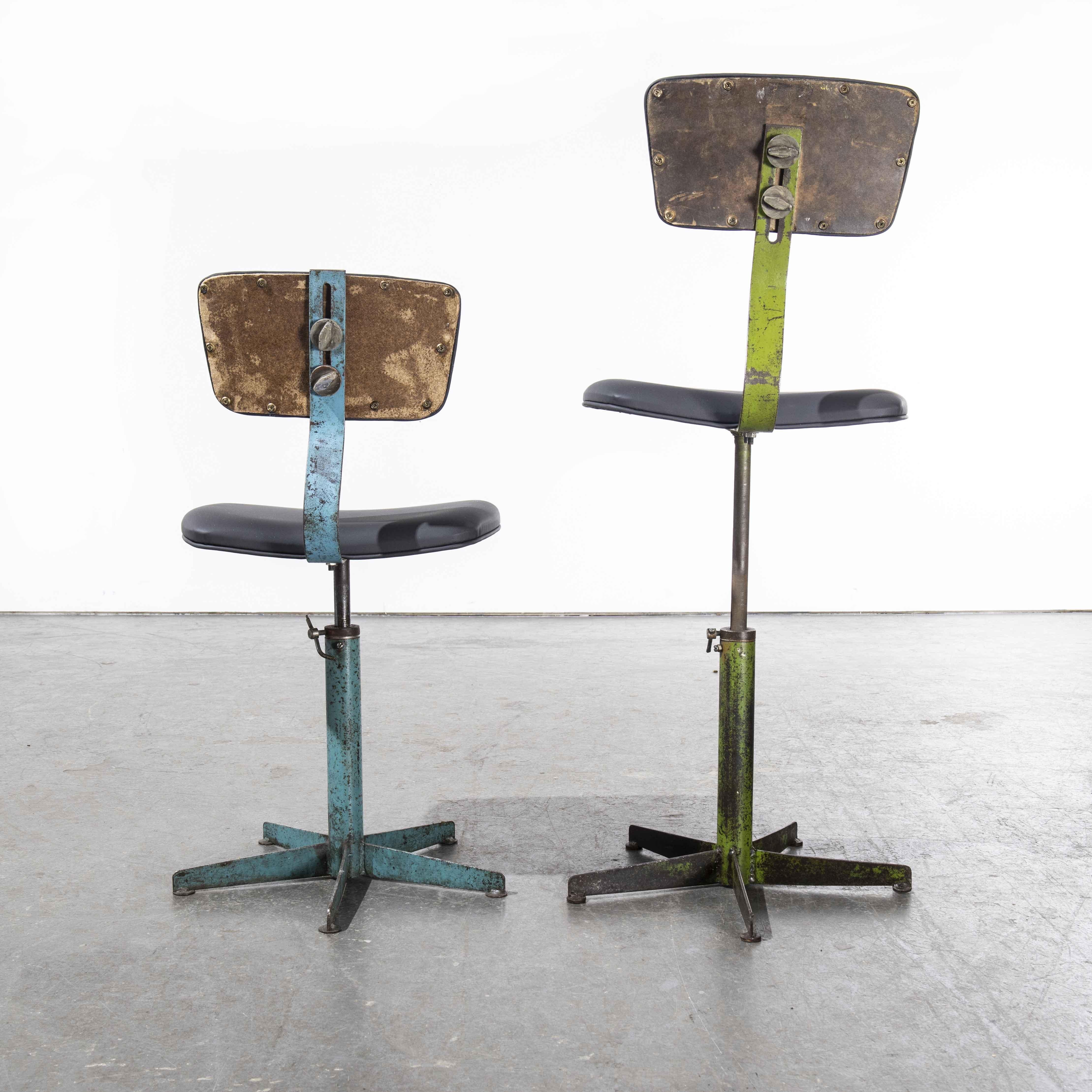 Mid-20th Century 1960's French Swivelling Industrial Chairs, Set of Five For Sale