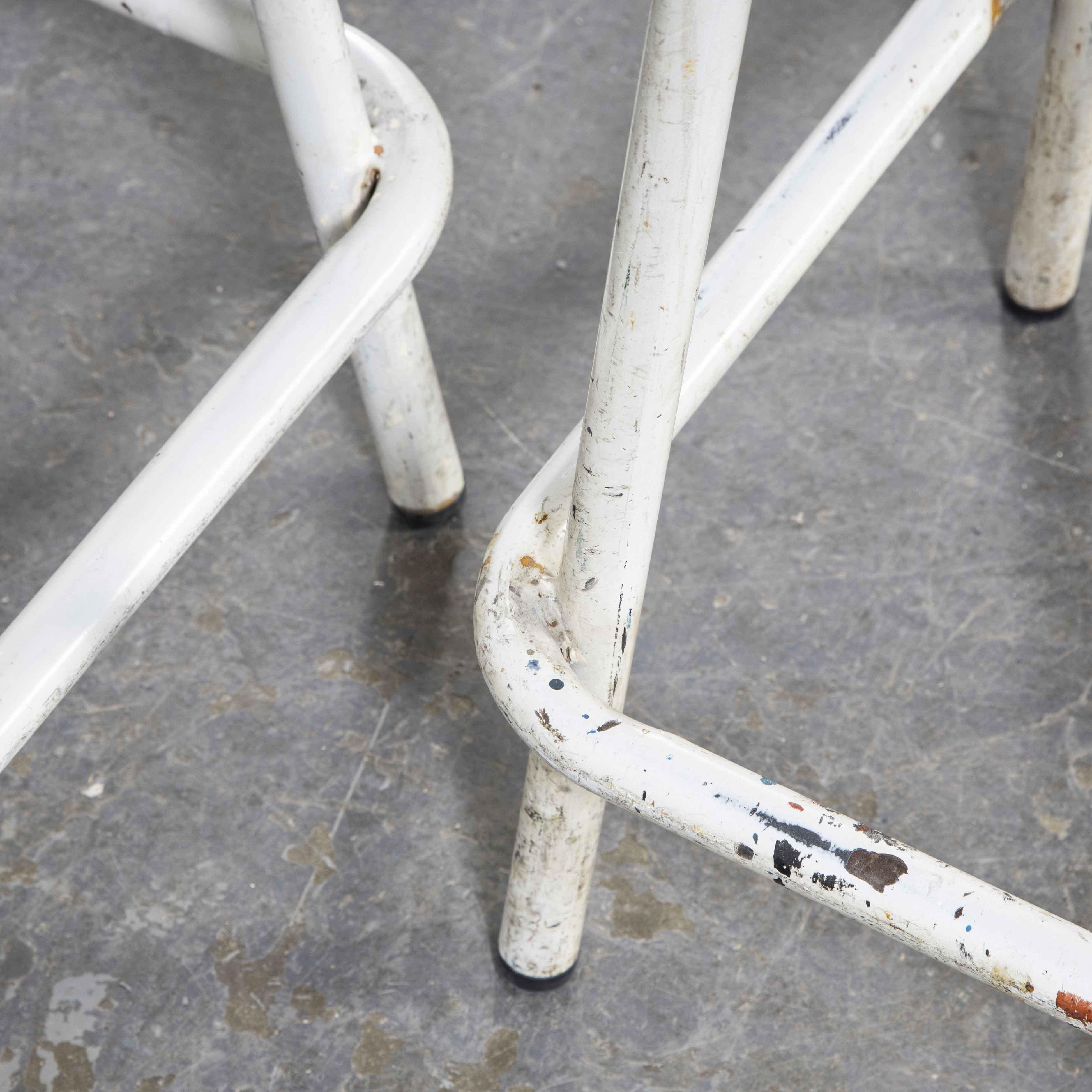 Mid-20th Century 1960's French Tall White Laboratory Stools, Pair For Sale