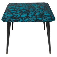 1960s French Teal Fluid Art Coffee Table by Cardief