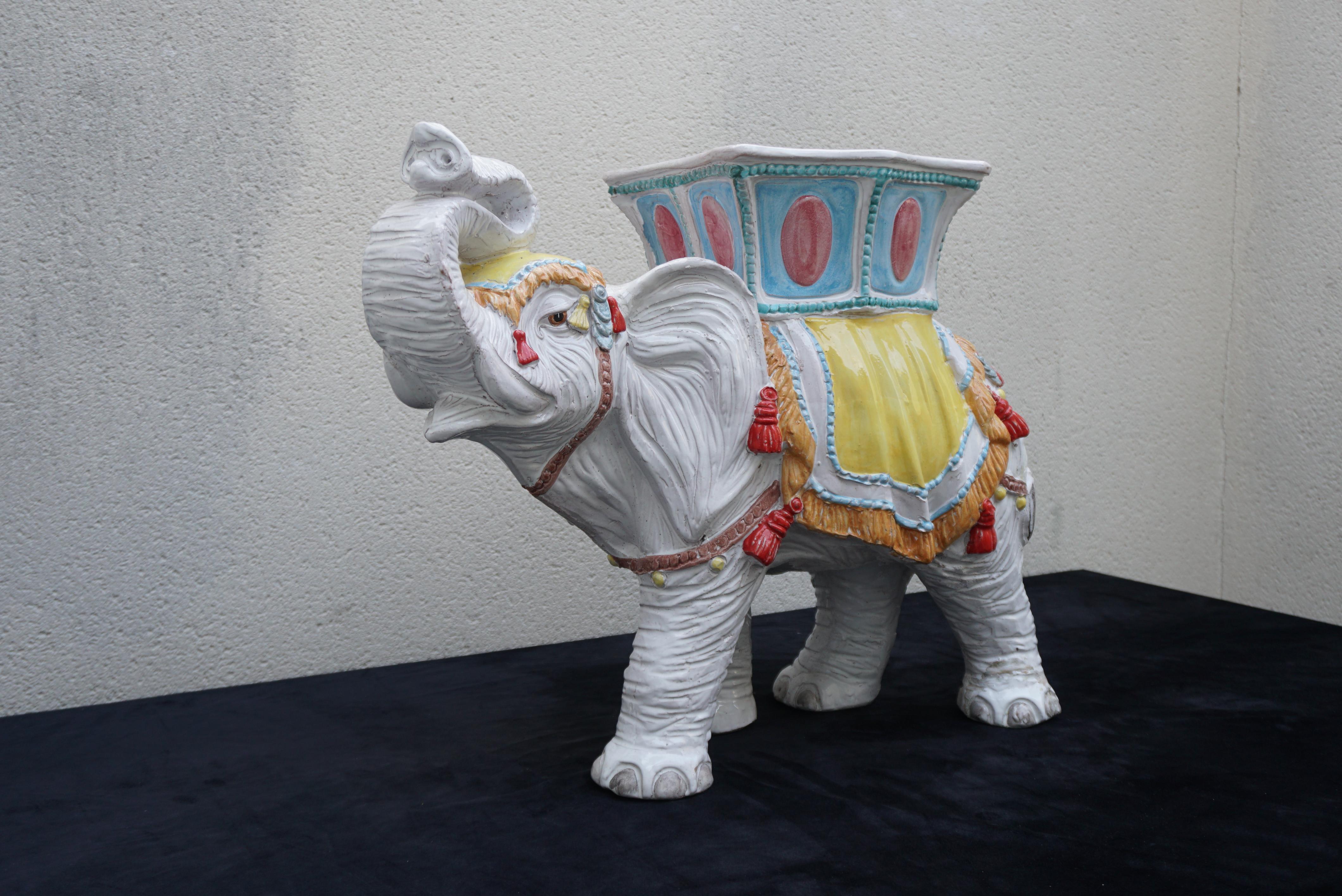 Italian 1960s French Terracotta Elephant Sculpture For Sale