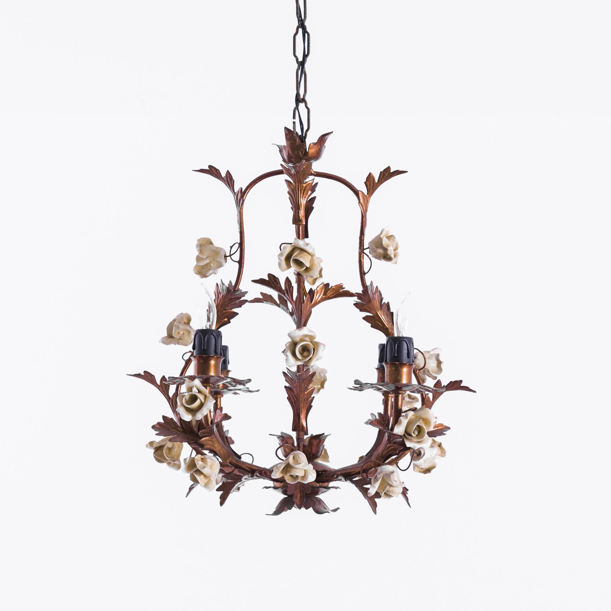 French Provincial 1960s French Tole Chandelier