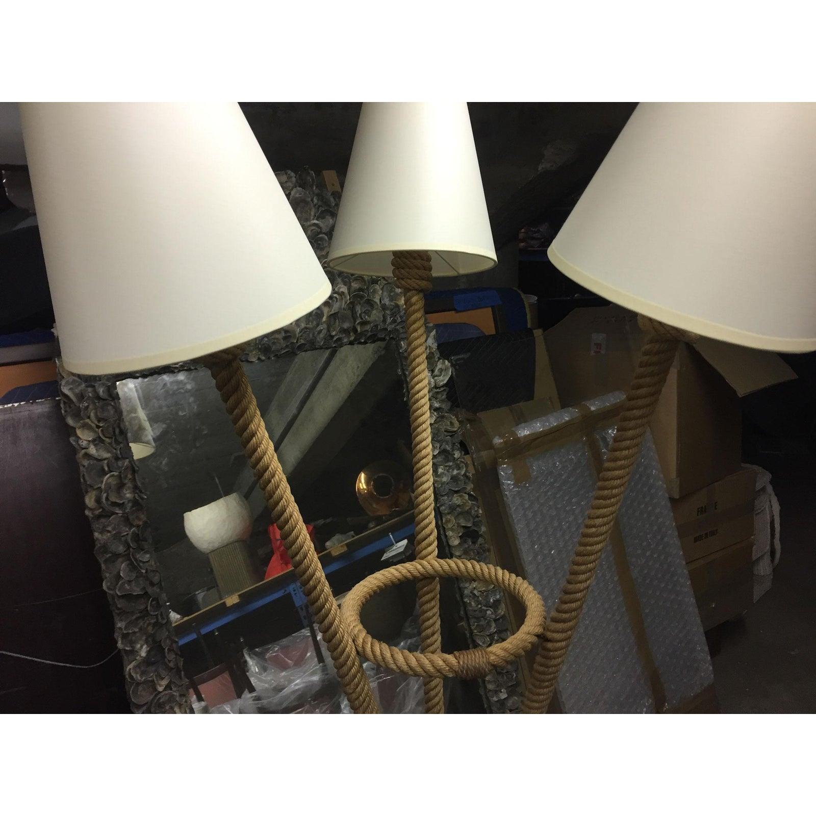 1960s French Tripod Multi-Shade Rope Floor Lamp In Good Condition In Sausalito, CA