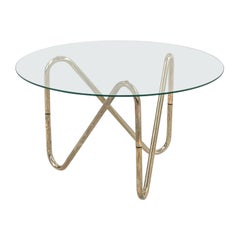 1960s French Tubular Chrome Side / End Table with Glass Top 26"