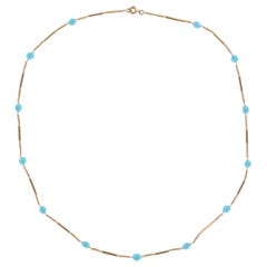 1960s French Turquoise Pearl 18 Karat Rose Gold Chain