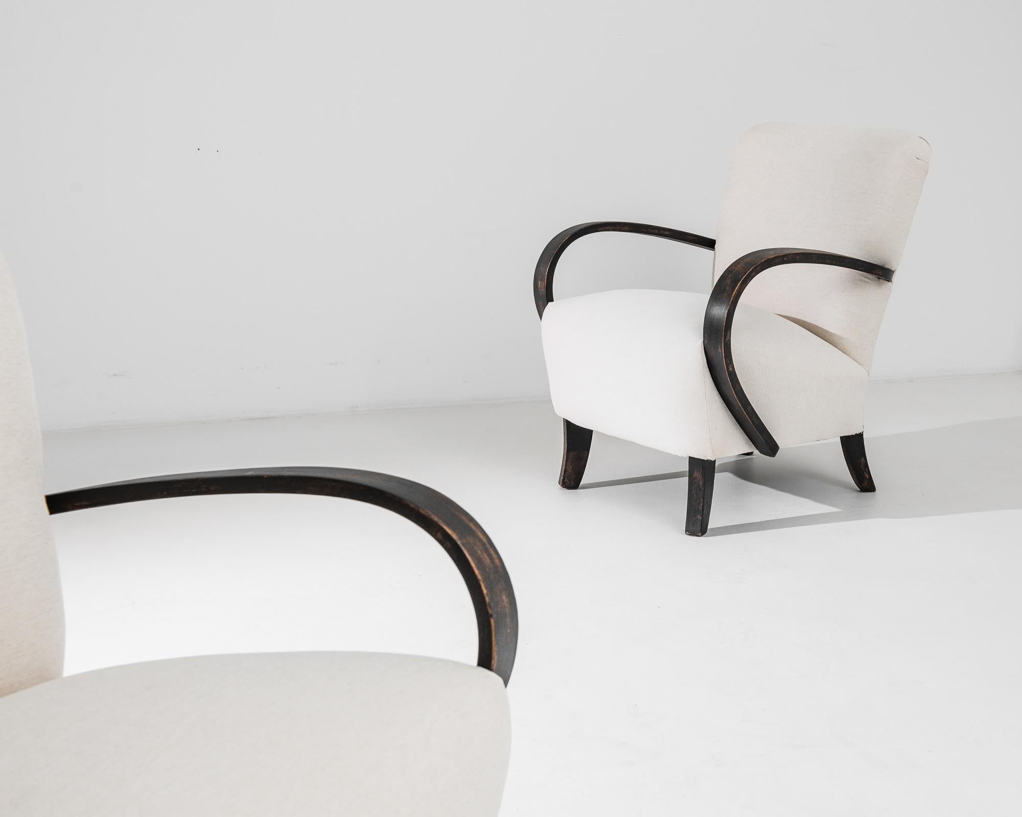 1960s French Upholstered Armchairs, a Pair In Good Condition For Sale In High Point, NC