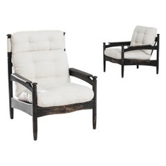 1960s French Upholstered Armchairs, a Pair