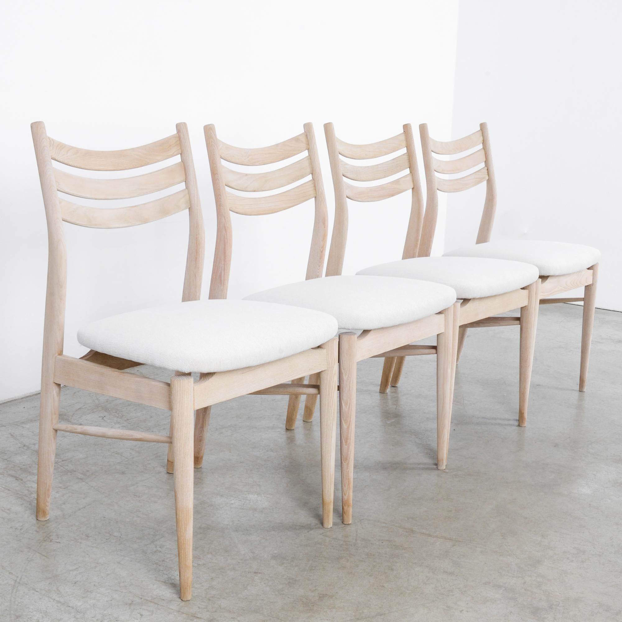 Mid-20th Century 1960s French Upholstered Dining Chairs, Set of Four