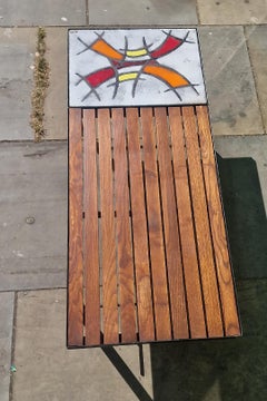 1960s French Vallauris coffee table cloudier tile