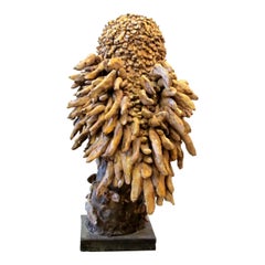 1960s French Vallauris Glazed Ceramic Owl Sculpture Attributed to Roger Capron