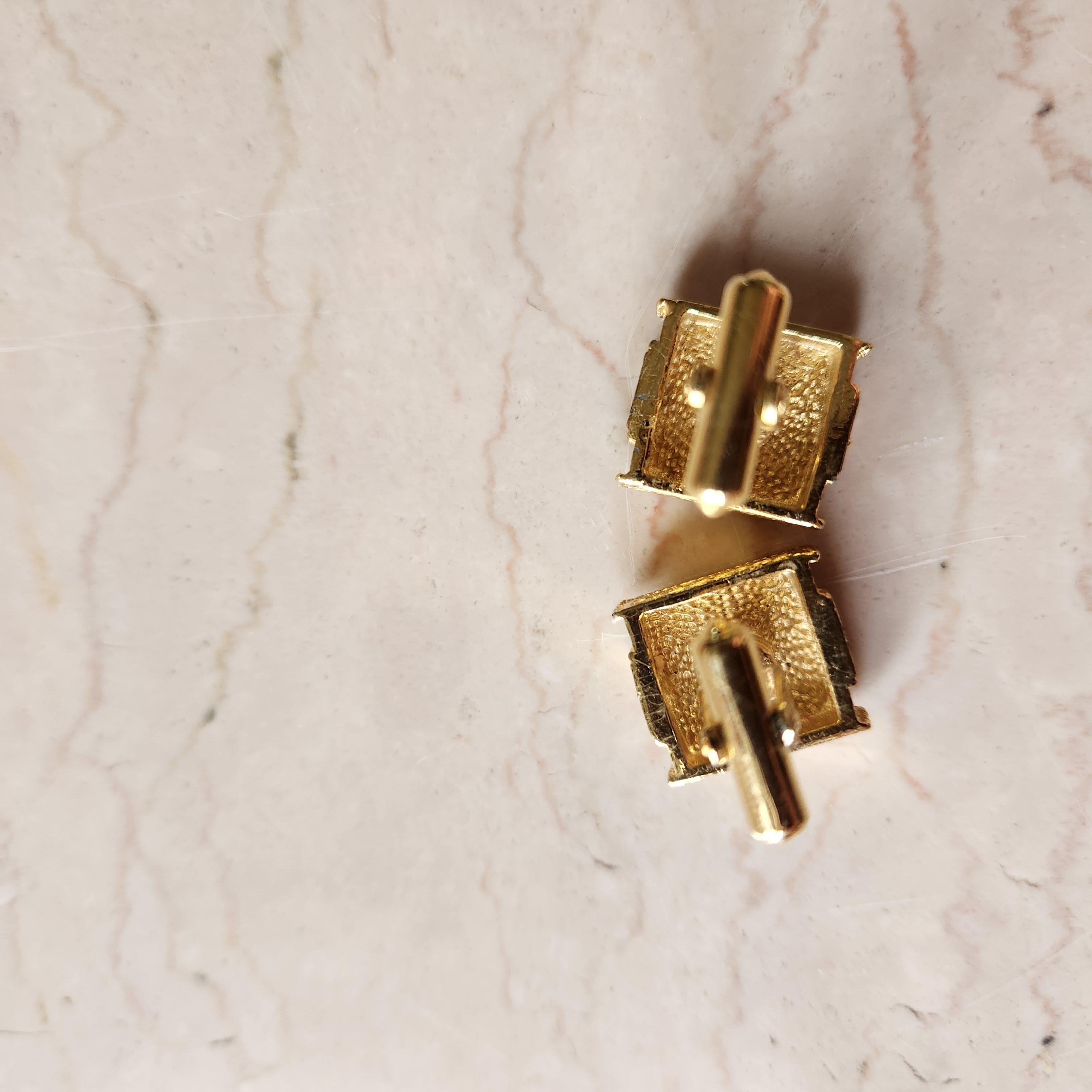 1960s French Vintage Christian Dior Cufflinks Gold Green Stone For Sale 3