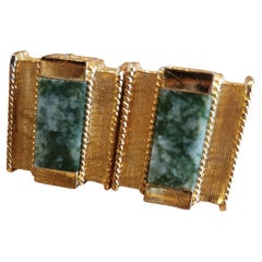 Französische Vintage Christian Dior Manschettenknöpfe 1960er Jahre Goldgrüner Stein