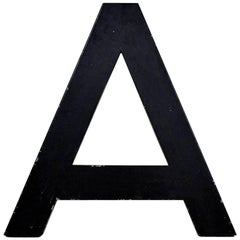 1960s French Vintage Metal Letter A in Dark Brown Outside and Red Inside