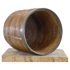 1960s French wastebasket made of bamboo and brass