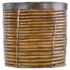 1960s French wastebasket made of bamboo and brass