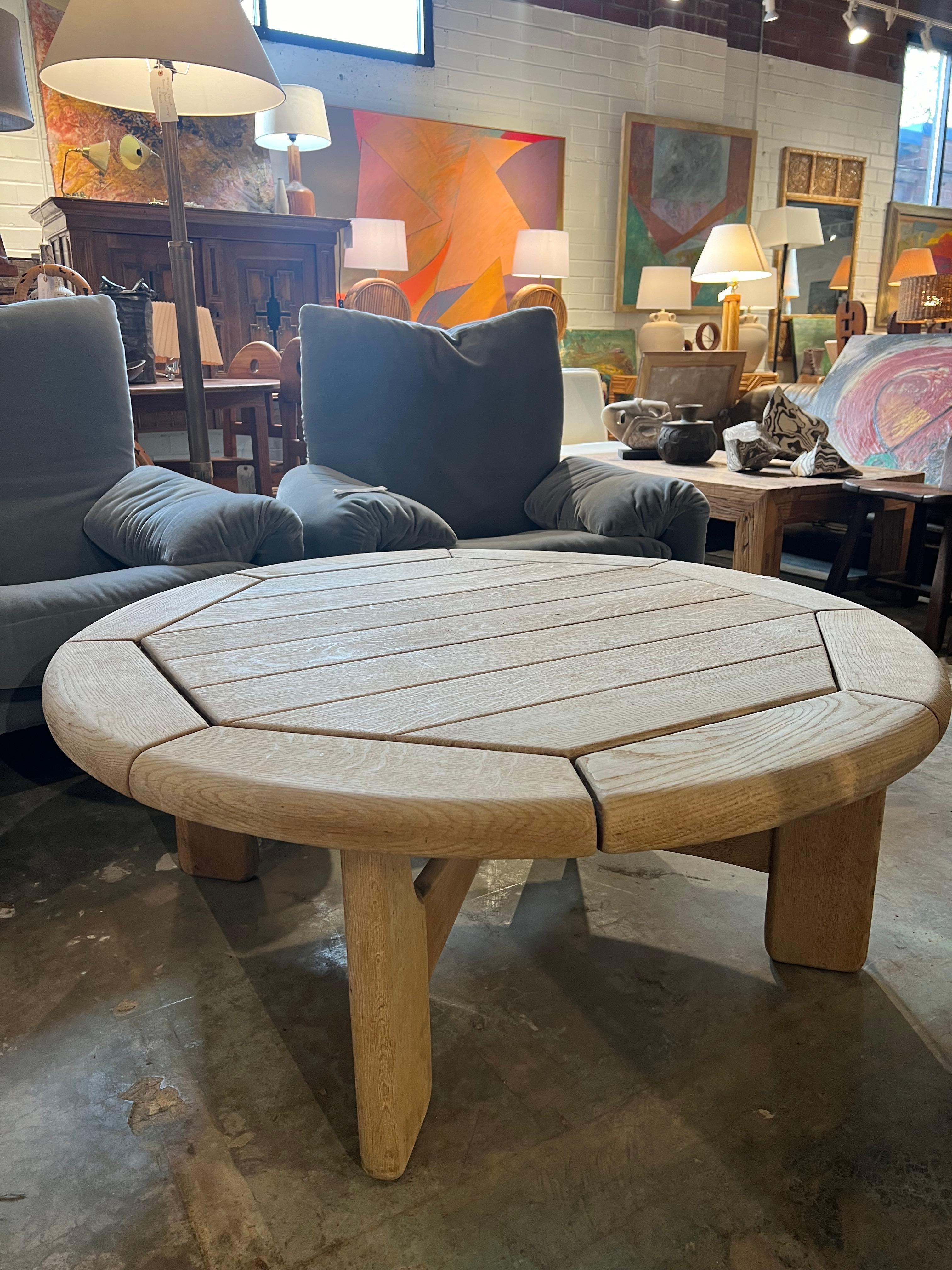 1970’s white oak coffee table. Made in France 