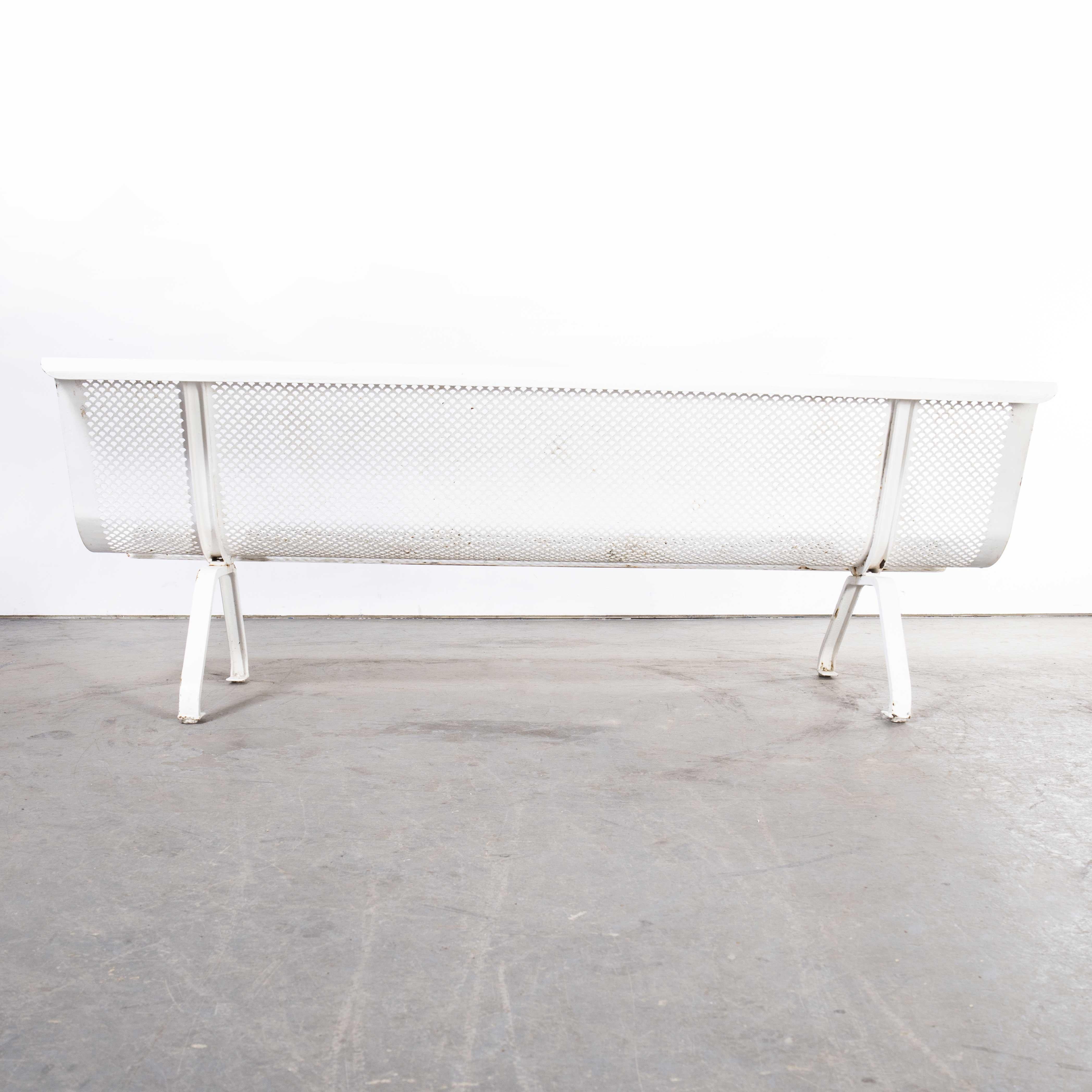 1960's French White Perforated Steel Outdoor Bench For Sale 3