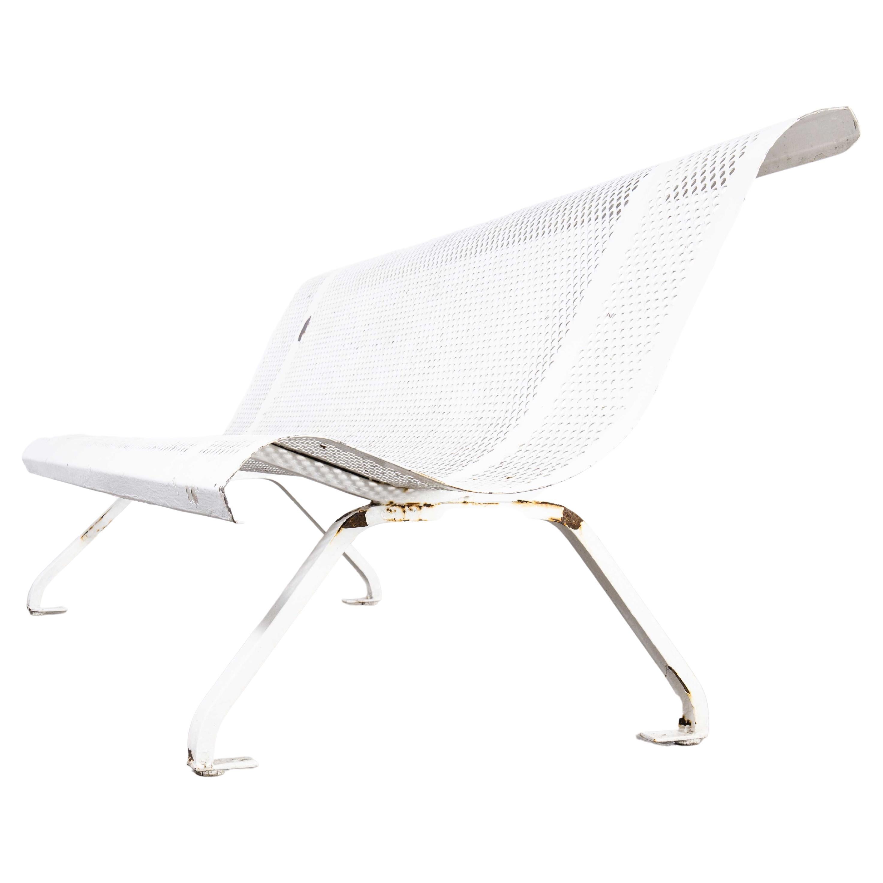 1960's French White Perforated Steel Outdoor Bench For Sale