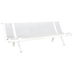 1960’s French White Perforated Steel Outdoor Bench