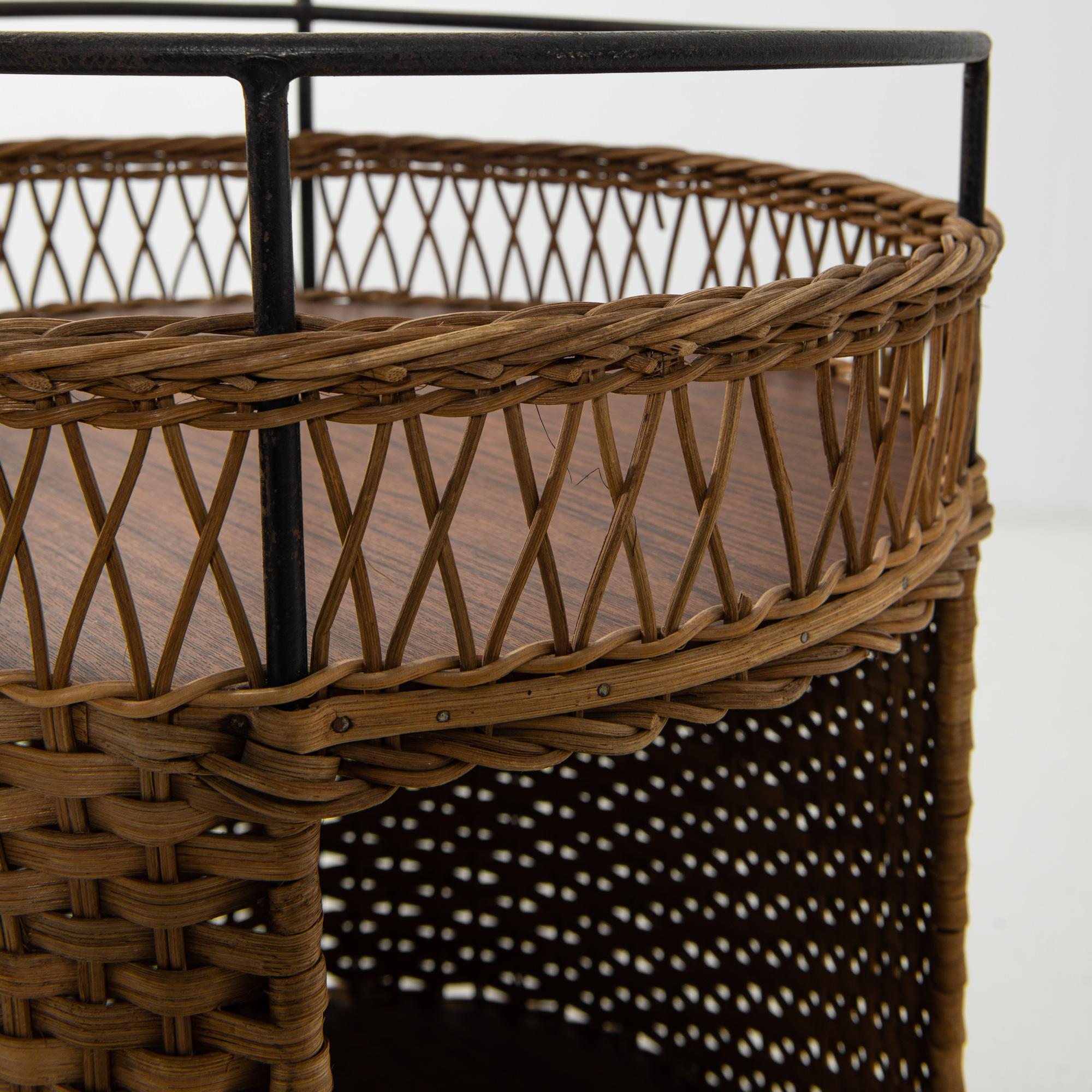 1960s French Wicker Bar Cart 4