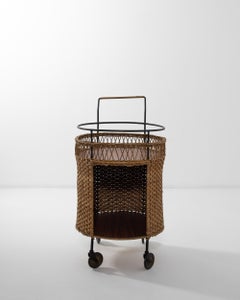 1960s French Wicker Bar Cart