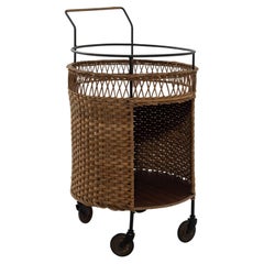 1960s French Wicker Bar Cart