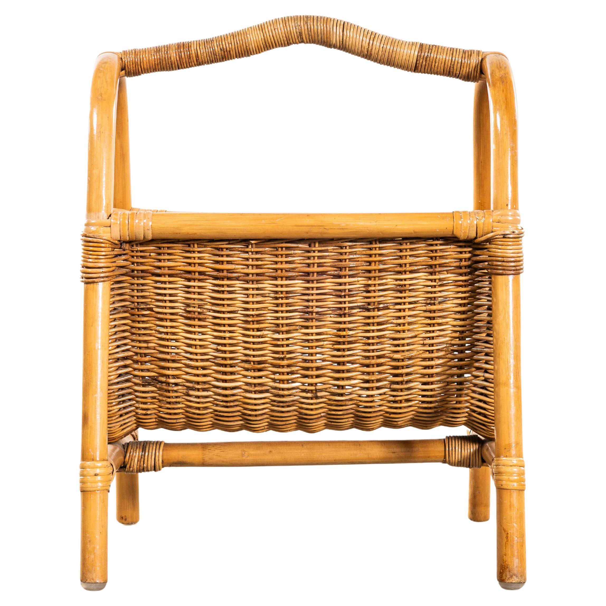 1960's French Wicker Magazine Basket
