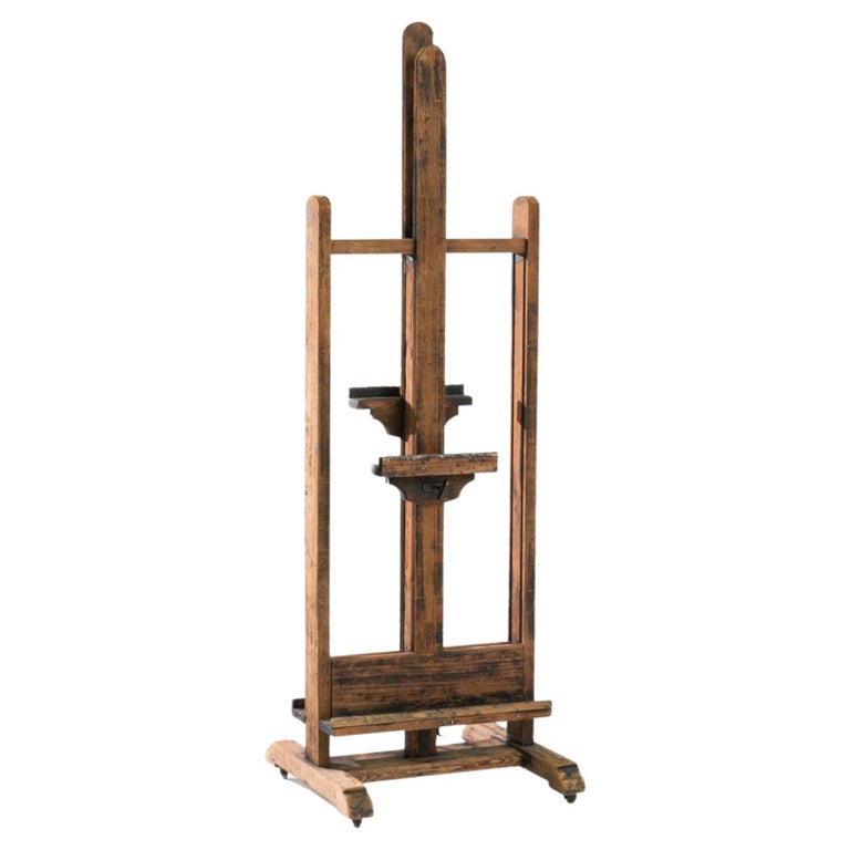 1960s French Wooden Easel on Wheels at 1stDibs