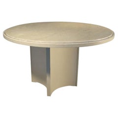 1960s, French Work, Large Dining Room Table in Lacquered Plywood and Marble