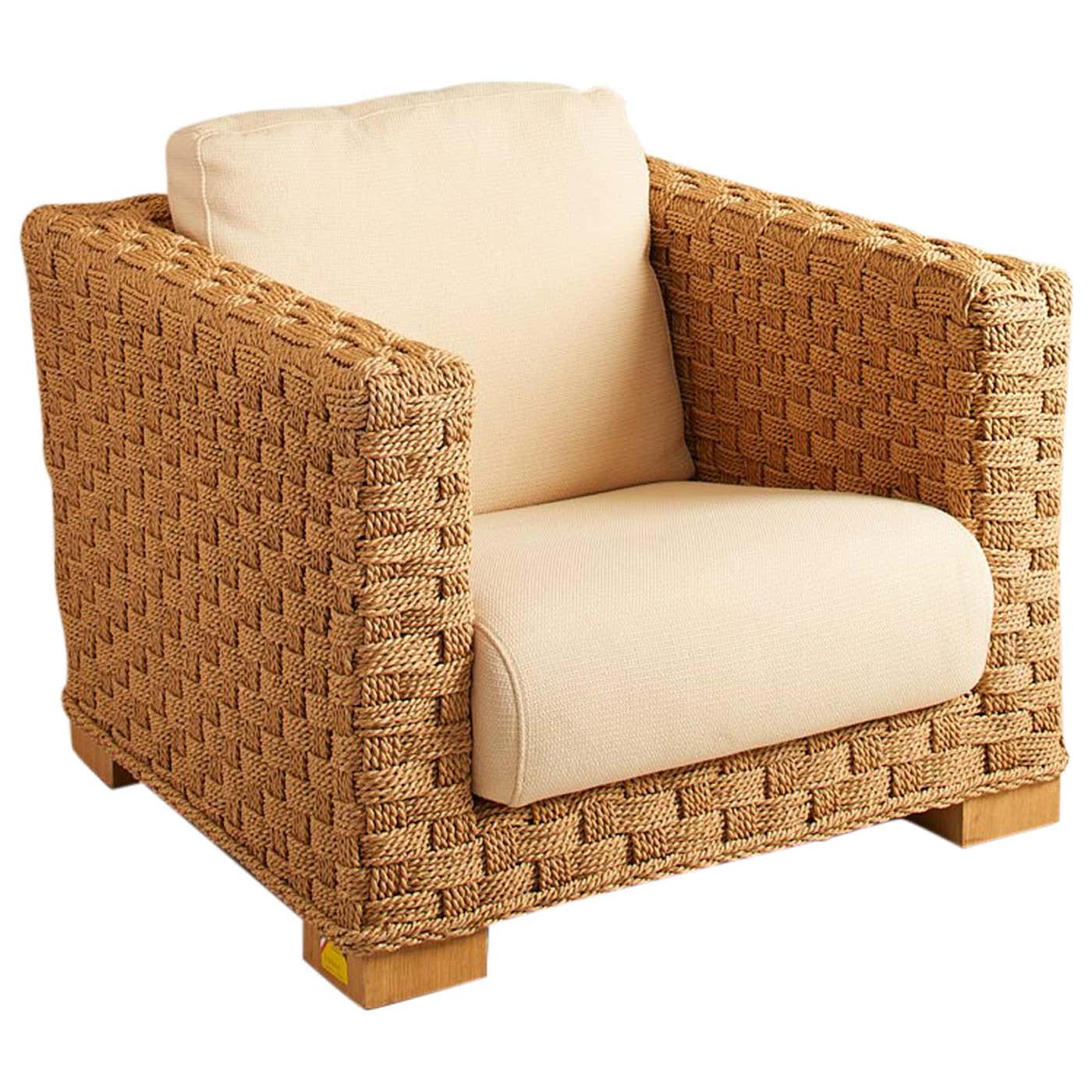 1960s French Woven Lounge Rope Chair at 1stDibs | woven rope chair