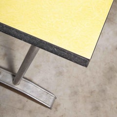 1960’s French Yellow Laminate Dining Table with Aluminium Base, 'Model 779.1'