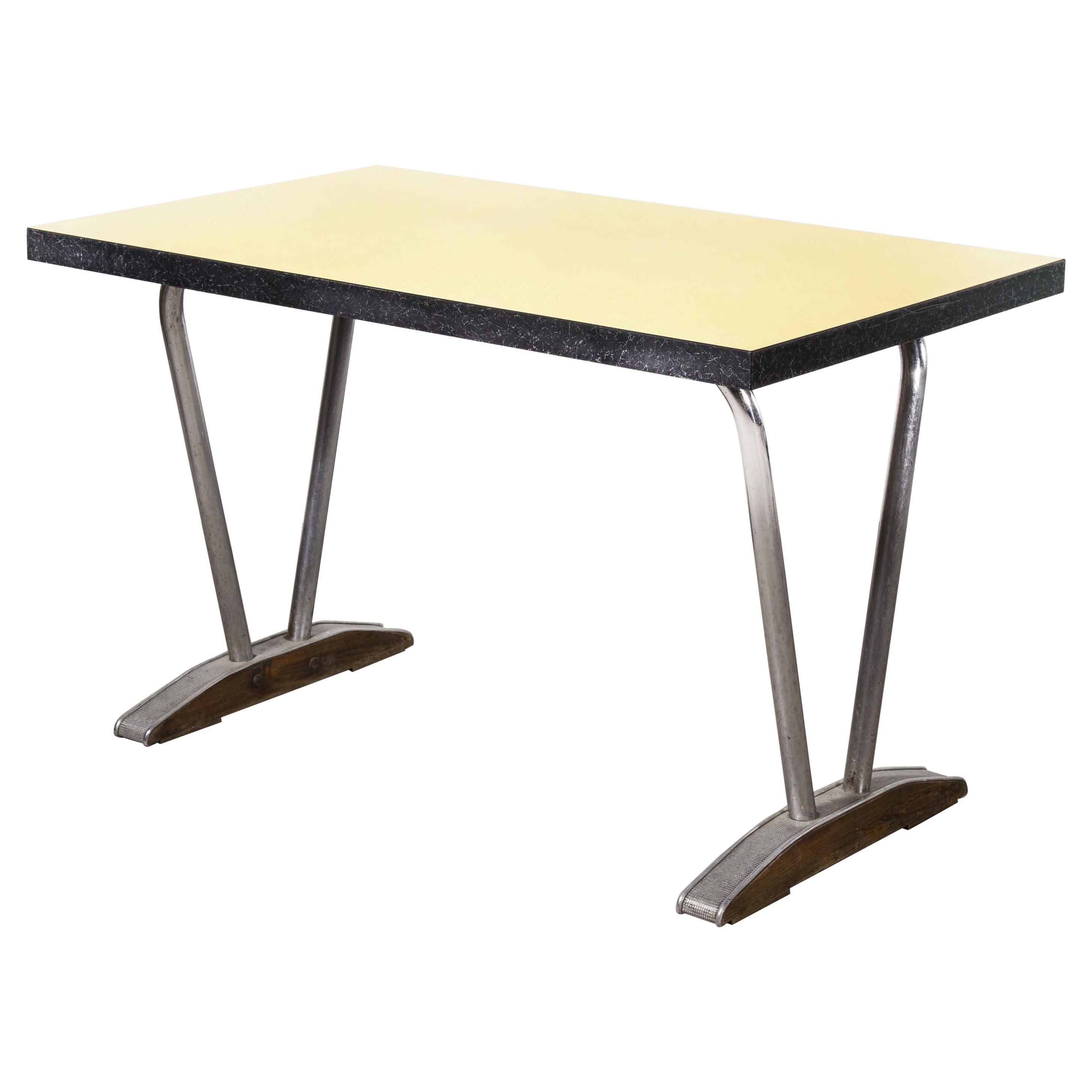 1960’s French Yellow Laminate Dining Table with Aluminium Base, 'Model 779.1' For Sale